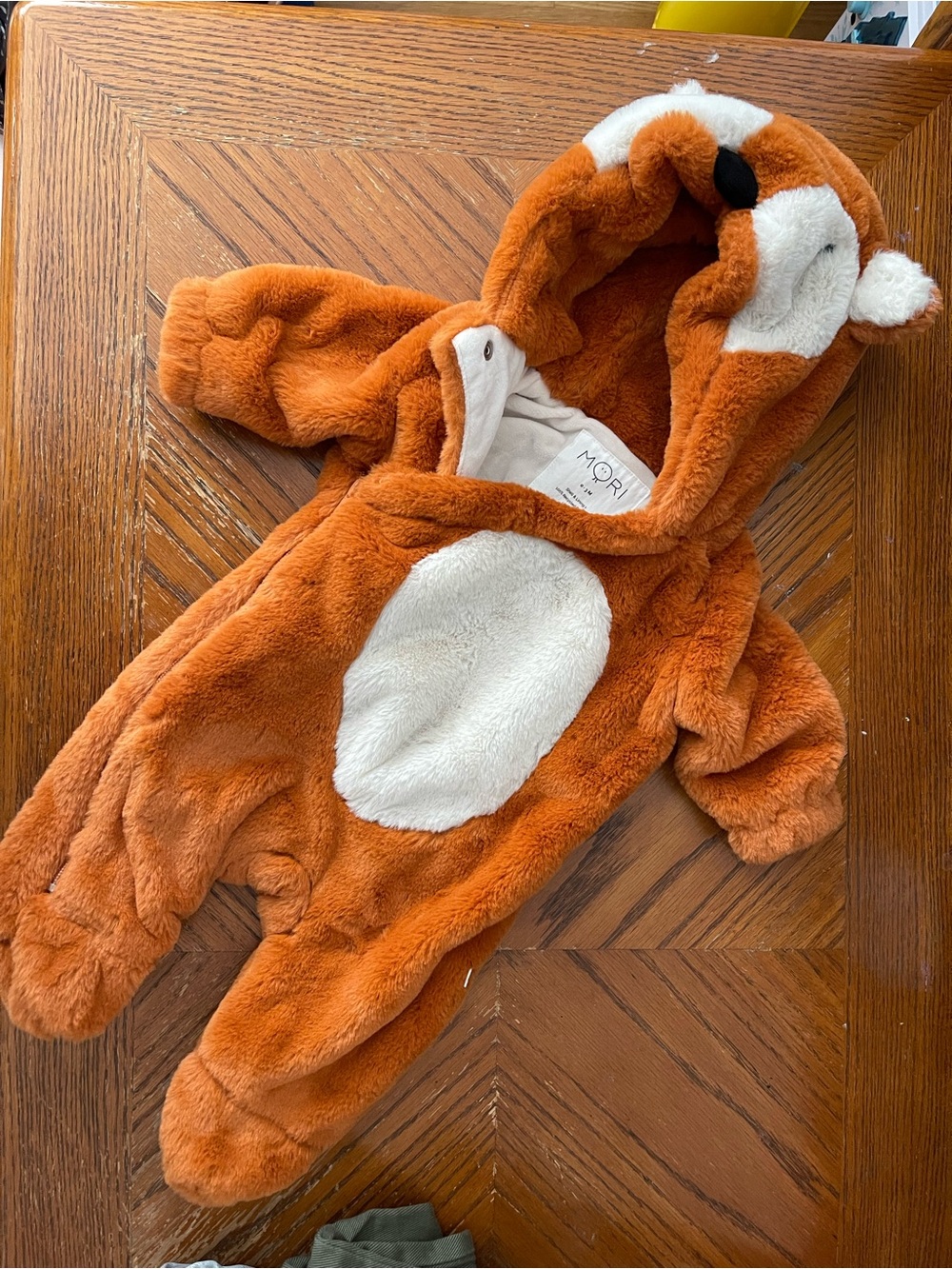 Mori Orange Fox Plush One-Piece Footie for Kids